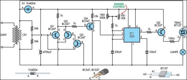 Model theatre lighting dimmer circuit schematic