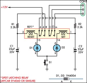 Latching Relay Circuit Diagram