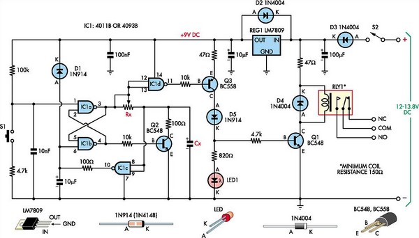 Multipurpose flip-flop timer circuit schematic