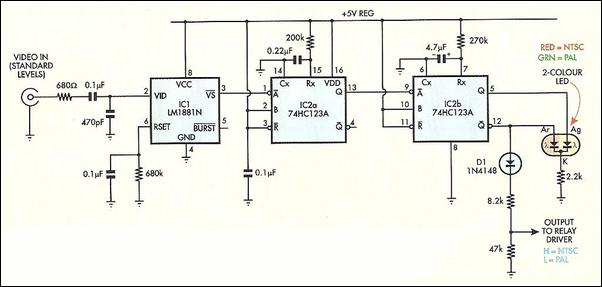 NTSC-PAL TV Signal Identifier circuit schematic