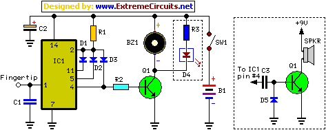  One second audible clock schematic circuit diagram 