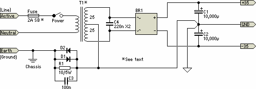 Dual Power Amplifier Using TDA7293 MOSFET IC Circuit Diagram