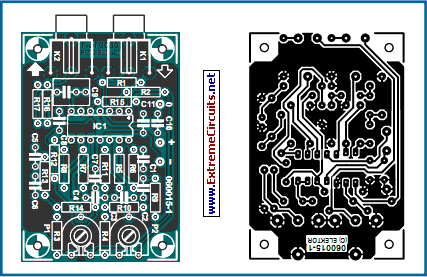 Parts and pcb layout of Paraphase Tone Controller circuit