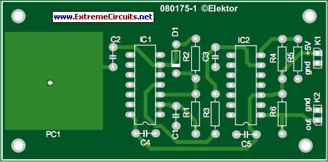 pcb layout - simple capacitive touch sensor circuit