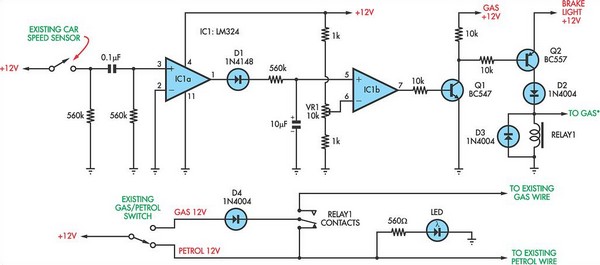 Petrol gas switch for a Pajero circuit schematic