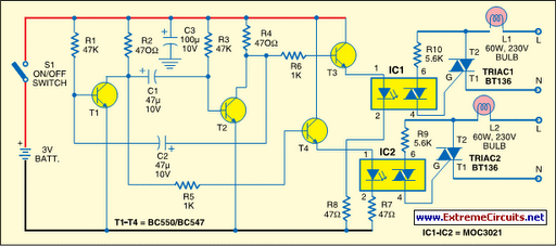 portable lamp flasher circuit schematic