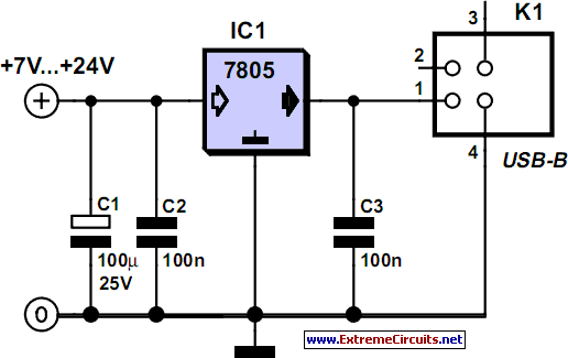 Power Supply For USB Devices circuit schematic