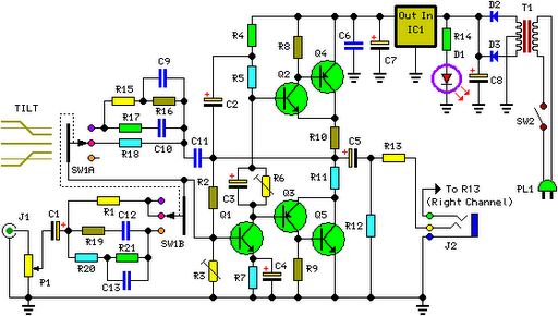   Pure Class-A headphone Amplifier Circuit Schematic Diagram 