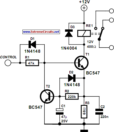 Relay Coil Energy Saver circuit schematic