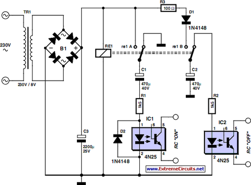 remote control mains switch circuit schematic