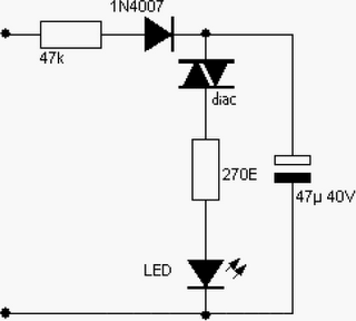 220V AC Powered Blinking LED circuit diagram
