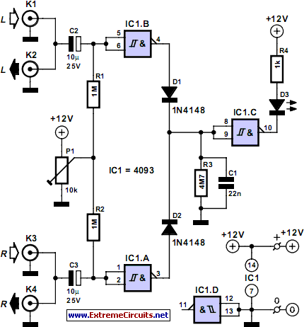 Simple Audio Peak Detector circuit schematic