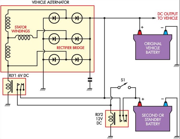 Simple Battery Isolator Circuit Diagram