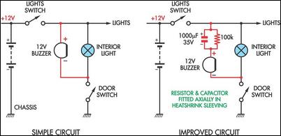 simple headlight reminders circuit schematic