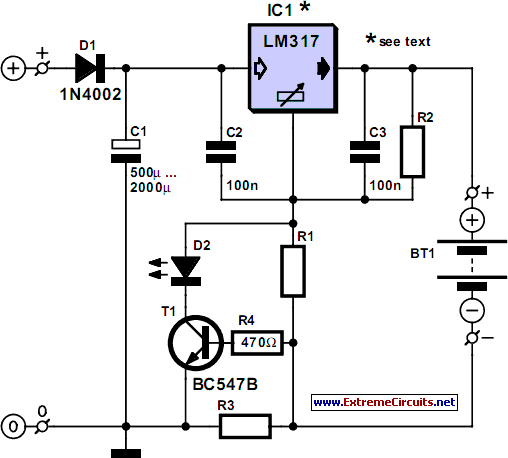 Simple NiCd Charger circuit schematic