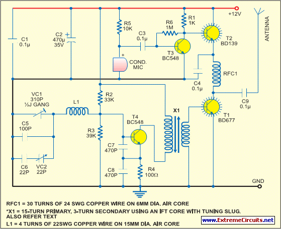 simple short-wave transmitter circuit schematic