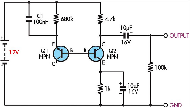 simple white noise generator schematic circuit diagram