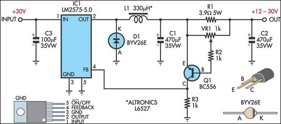 Switch mode constant current source circuit schematic