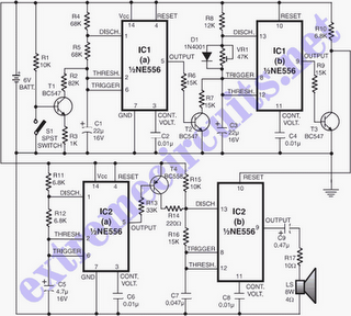 Telephone Ringer Using Timer ICs circuit diagram