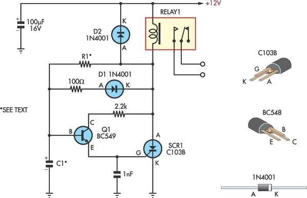 time delay with relay output circuit schematic