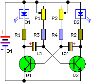 Two Flashing Leds Circuit Schematic Diagram