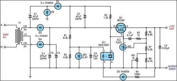Ultra low drop linear voltage regulator circuit schematic