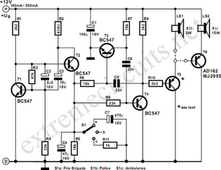 US-Style Siren Circuit Diagram