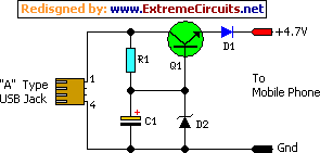USB Mobile Phone Charger Schematic Circuit Diagram
