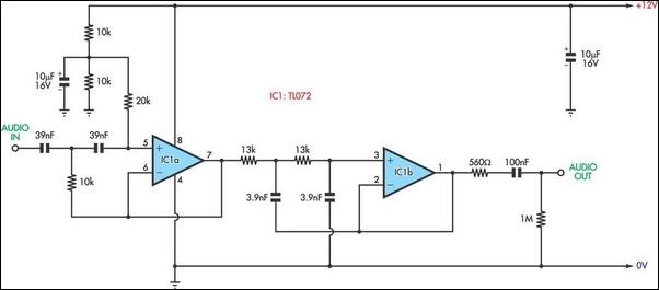 Voice bandwidth filter circuit schematic
